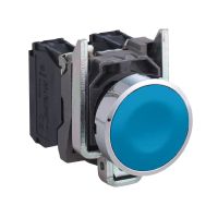 Przycisk kryty Fi-22mm z sampowrotem 1NC bez oznaczenia niebieski | XB4BA61 Schneider Electric