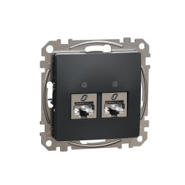 Gniazdo komputerowe 2xRJ45 kat.6A STP, czarny antracyt