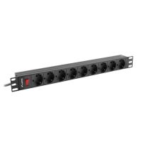 Listwa zasilająca RACK PDU 19" LANBERG 1U 16A 9X SCHUKO 3m czarna | PDU-09F-0300-BK Lanberg