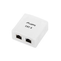 Gniazdo natynkowe kat.6 2x RJ45 ekranowane białe LANBERG | OS6-0002-W Lanberg
