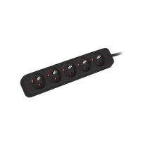 Listwa przedłużacz LANBERG 1.5m 5X 230V PL kabel wykonany z pełnej miedzi czarna | PS0-05E-0150-BK Lanberg
