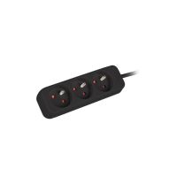 Listwa przedłużacz LANBERG 3m 3X 230V PL kabel wykonany z pełnej miedzi czarna | PS0-03E-0300-BK Lanberg