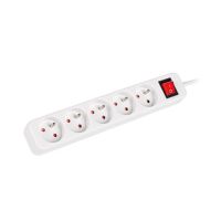 Listwa przedłużacz LANBERG 1.5m 5X 230V PL z wyłącznikiem kabel wykonany z pełnej miedzi biała | PS1-05E-0150-W Lanberg