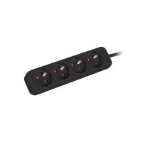 Listwa przedłużacz LANBERG 1m UPS 4X 230V PL czarna | PS0-04E-0100-IEC-BK Lanberg