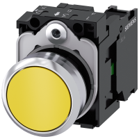 Przycisk SIRIUS ACT fi22 metal połysk,płaski żółty 1NO, zaciski śrub. | 3SU1150-0AB30-1BA0 Siemens