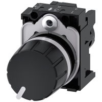 Potencjometr kompaktowy, 22mm, 470 kohm, z uchwytem, czarny | 3SU1200-2PV10-1AA0 Siemens