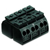 Blok zasilający 4-przewodowy, 3-bieg., PE-N-L1, bez styku PE, czarny | 862-1503 Wago