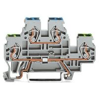 Złączka 2-piętrowa PE/przelotowa, szara | 870-527 Wago