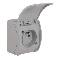 Gniazdo pojedyncze z/u (2P+Z) n/t IP44 z klapką VG 161-03, szare, Koala | 61.373 Elektro-Plast Opatówek
