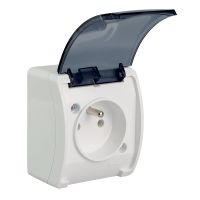 Gniazdo pojedyncze z/u (2P+Z) n/t IP44 VG 161-51, z klapką dymną, białe, Koala | 61.376 Elektro-Plast Opatówek