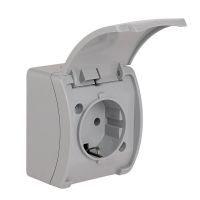 Gniazdo pojedyncze 2P+Z Schuko n/t IP44 z klapką VG 181-03, szare, Koala | 61.391 Elektro-Plast Opatówek