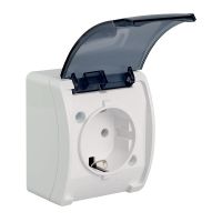Gniazdo pojedyncze 2P+Z Schuko n/t IP44 z klapką dymną VG 181-51, białe, Koala | 61.393 Elektro-Plast Opatówek