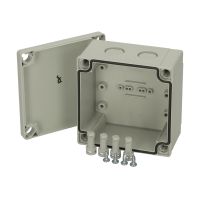 Obudowa 100x100x60, pokrywa szara, IP 67, z przetłocz dla dławnic metry PCM 95/60 G poliwęglan MNX | 6016331 Fibox