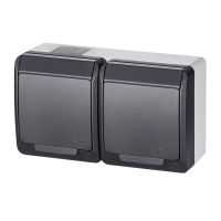 Gniazdo n/t podwójne 2x2P+Z Schuko IP44, antracyt, Hermes | 0325-07 Elektro-Plast Nasielsk