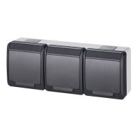 Gniazdo n/t potrójne 3x2P+Z Schuko IP44, antracyt, Hermes | 0326-07 Elektro-Plast Nasielsk
