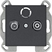 Gniazdo R-TV przelotowe czarny WL3023 | WL3023 Hager