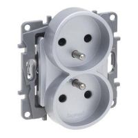 Gniazdo 2x2P+Z do ramek wielokrotnych (z przesłoną, zaciski śrubowe) aluminium, Niloe Selection | 762142 Legrand