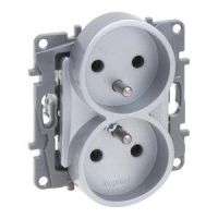 Gniazdo 2x2P+Z do ramek wielokrotnych (bez przesłony, zaciski śrubowe) aluminium, Niloe Selection | 762135 Legrand