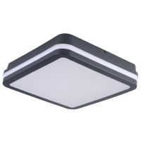 Oprawa plafon LED z czujnikiem ruchu BENO 24W 1920lm 4000K IP54 NW-L-SE GR kwadrat grafit | 33347 Kanlux