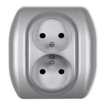 Gniazdo p/t podwójne 2x2P+Z, 7GP-2, IP20, 16A, 250V, srebrny metalik, TREND | 7GP-2zp Karlik Elektrotechnik