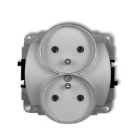 Mechanizm gniazda podwójnego do ramki poziomej z uziemieniem 2x(2P+Z) (przesłony torów prądowych) | 7GPR-2ZP Karlik Elektrotechnik