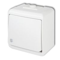 Łącznik p/t krzyżowy hermetyczny, WHE-6, IP54, 10AX 250V, biały, JUNIOR | WHE-6 Karlik Elektrotechnik