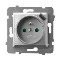 Gniazdo pojedyncze z uziemieniem z przesłonami torów prądowych, z ładowarką USB GP-1UZPUSB/m/18 seri | GP-1UZPUSB/m/18 Ospel