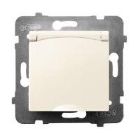 Gniazdo bryzgoszczelne z uziemieniem IP-44 wieczko w kolorze wyrobu GPH-1UZ/m/27/w ecru, Aria | GPH-1UZ/m/27/w Ospel