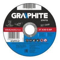 Tarcza szlifierska do metalu 125x6.4x22.2mm, 27 A30-S-BF | 57H715 GRAPHITE