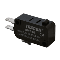 Wyłącznik krańcowy, mikro, ze zderzakiem 16(4)A / 250V AC, 4,8x0,8 mm, IP00 | KW3-05 Tracon