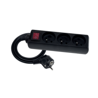 Przedłużacz 3x gniazda z/u 3x2P+Z przewód 1,5m, czarny z wyłączn. | EPS-301,5W-2 Elgotech