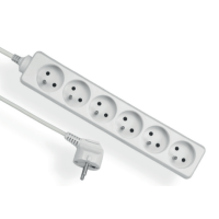 Przedłużacz 6x gniazda z/u 6x2P+Z przewód 1,5m, biały | EPS-601,5 Elgotech