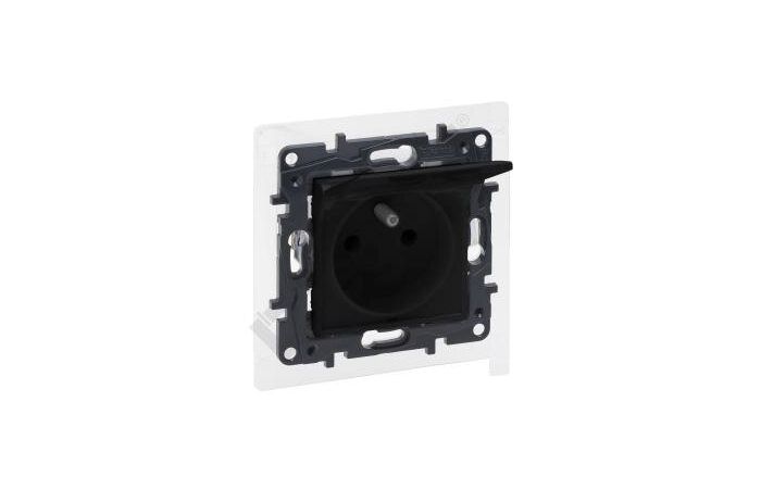 Gniazdo zasilające 2p+z IP44, zaciski śrubowe, bez przesłony styk&oacute;w- kolor czarny Niloe Step | 863535 Legrand