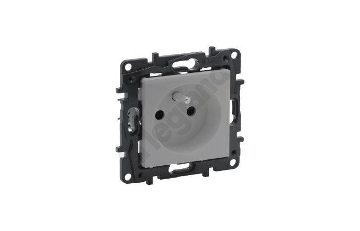 Gniazdo zasilające 2p+z, zaciski śrubowe, bez przesłony styków- kolor aluminium Niloe Step | 863330 Legrand