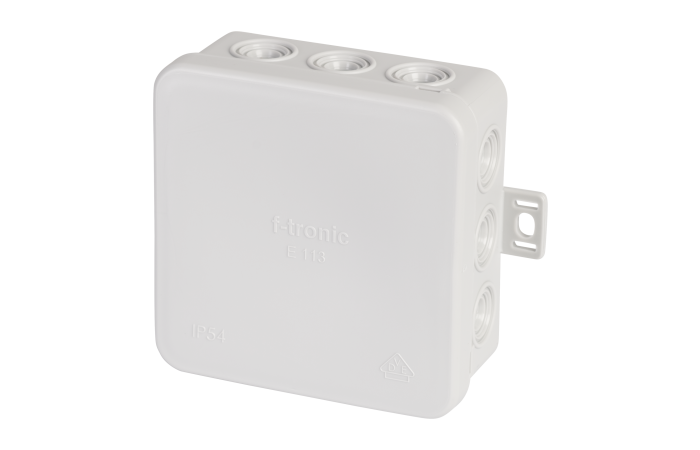 Puszka instalacyjna E113 n/t 85x85x40 rozgałęźna, IP54, szary | 7340038 F-Tronic