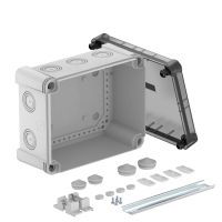 Puszka odgałęźna z transparentną pokrywą i szyną 2069 240x191x125, PC X16 R LGR-TR | 2005100 Obo Bettermann