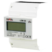 Licznik energii elektrycznej 3-fazowy LCD 100 A, 4-mod TYP: LEM-30 | EXT10000235 Zamel