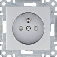 Gniazdo zasilające z/u, przesłony styków, 16 A/250 VAC, srebrny, Lumina | WL1042 Hager