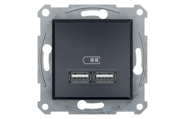 Gniazdo ładowarki USB 2.1A bez ramki, antracyt, Asfora | EPH2700271 Schneider Electric