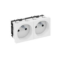 Gniazdo podwójne 0st, z bolcem uziemiającym 250V, 10/16A, PC, czyst, a biel, 9010 STD-F0 RW2 | 6120172 Obo Bettermann