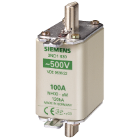 Wkładka bezpiecznika niskonapięciowego wielkiej mocy, NH00, In: 100A aM Un AC: 500V wskaźnik czołowy | 3ND1830 Siemens