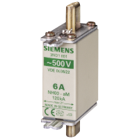 Wkładka bezpiecznika niskonapięciowego wielkiej mocy NH000, In: 100A aM Un AC:500V wskaźnik czołowy | 3ND1830-8 Siemens