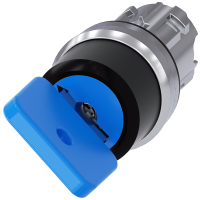 Przełącznik kluczykowy O.M.R, 22 mm, okrągły, metal, błyszczący, niebieski, wyciąganie klucza O+I | 3SU1050-4GF11-0AA0 Siemens