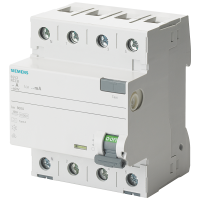 Wyłącznik różnicowoprądowy 3+N typ A, In: 40 A, 30 mA, Un AC: 400 V, N-z lewej strony | 5SV3344-6KL Siemens