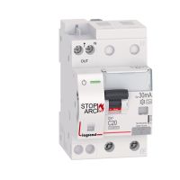 Detektor zwarć łukowych DX3 STOP ARC zintegrowany z wyłącznikiem różnicowonadprądowym 2P 10000A C20 | 415968 Legrand