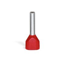 Tulejka podwójna przewodowa 2x1mm2 / AWG 2x18 kolor izolacji czerwony | 216-542 Wago