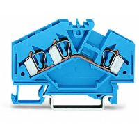 Złączka 3-przewodowa 4mm2 przelotowa, niebieska | 281-651 Wago