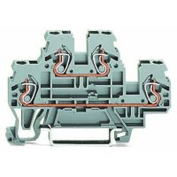 Złączka 2-piętrowa 2,5mm2 przelotowa/przelotowa, L/N, szara | 870-503 Wago