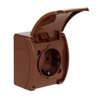 Gniazdo pojedyncze 2P+Z Schuko n/t IP44 z klapką VG 181-02, brązowe, Koala | 61.390 Elektro-Plast Opatówek