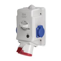 Gniazdo stałe 32A 400V 3P+Z+N, gniazda 2x230V, wył. 0-1 | 513.3257-2FFS Scame